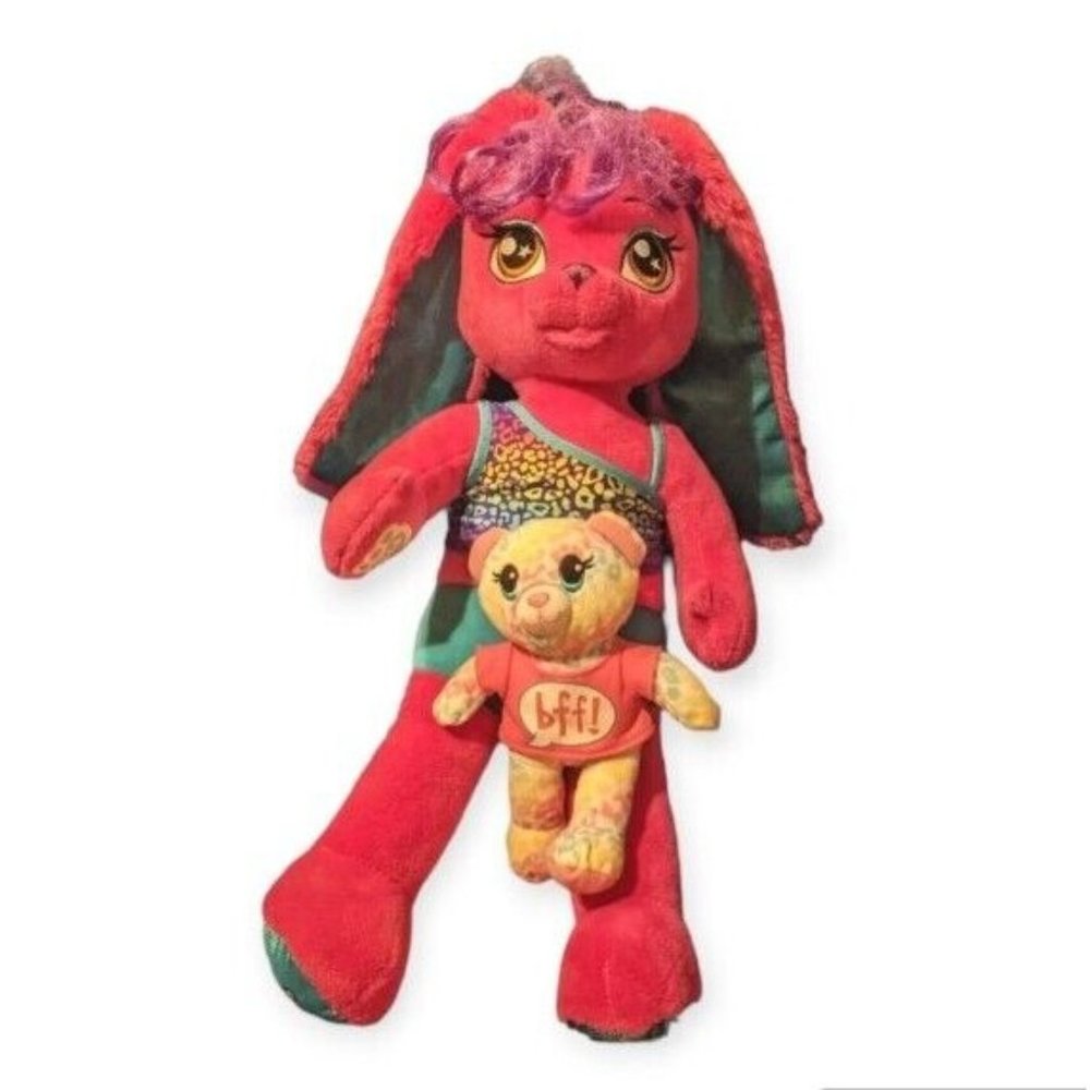 2 Build A Bear Plush Risa Honey Girl  Leopard Bunny Rainbow Stuffed Animal Lot